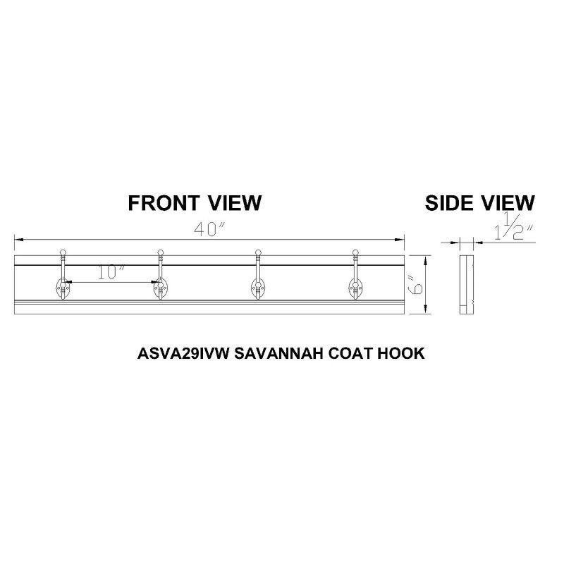 Savannah Coat Hook Ivory - Bolton Furniture