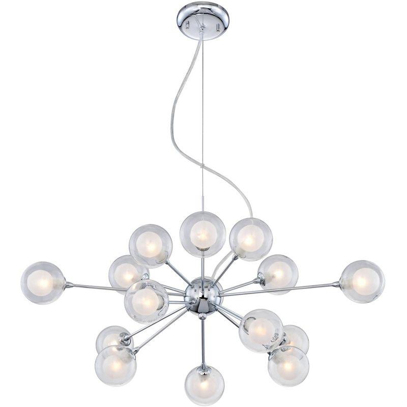 Possini Euro Design Spheres Chrome Chandelier 30" Wide Mid Century Modern Sputnik Glass Shade 15-Light Fixture for Dining Room House Kitchen Island