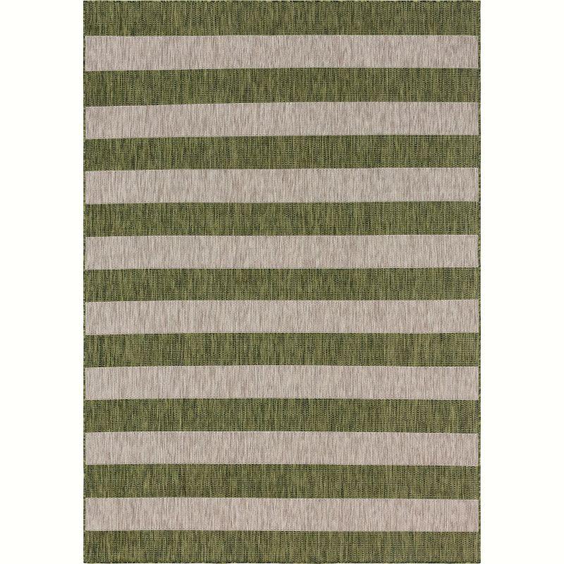 Unique Loom Outdoor Striped Distressed Stripe Striped Woven Area Rug