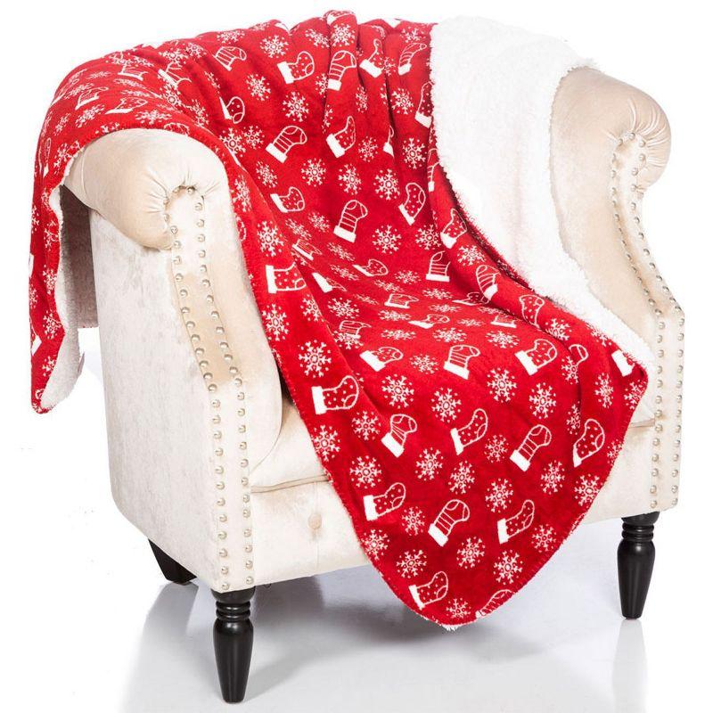 Red Sherpa Fleece Christmas Throw Blanket 50" x 60"