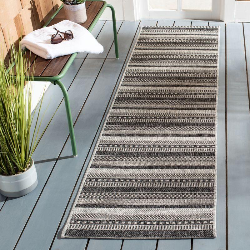 Black and Gray Flat Woven Synthetic Indoor/Outdoor Rug