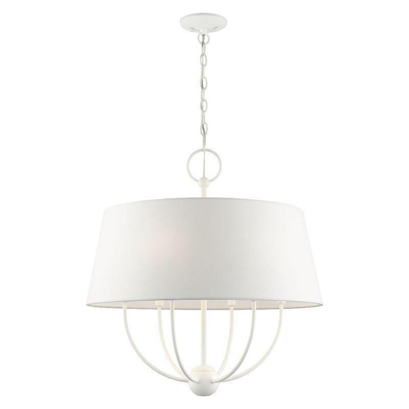 Ridgecrest Transitional 6-Light White Drum Pendant Chandelier