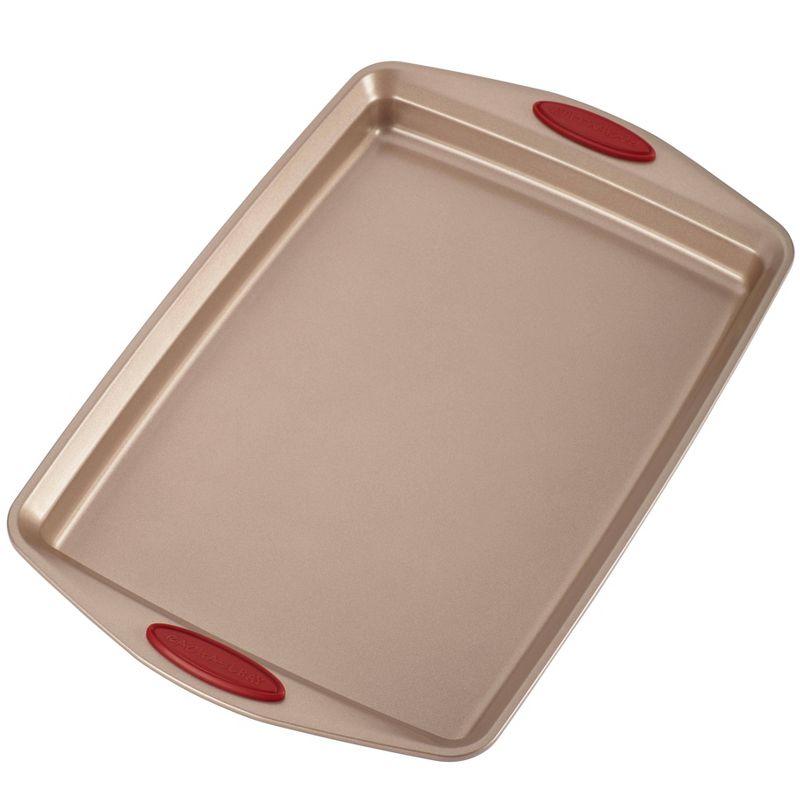 Rachael Ray Cucina Nonstick Bakeware Baking Pans Set, 10 Piece, Latte Brown and Cranberry Red