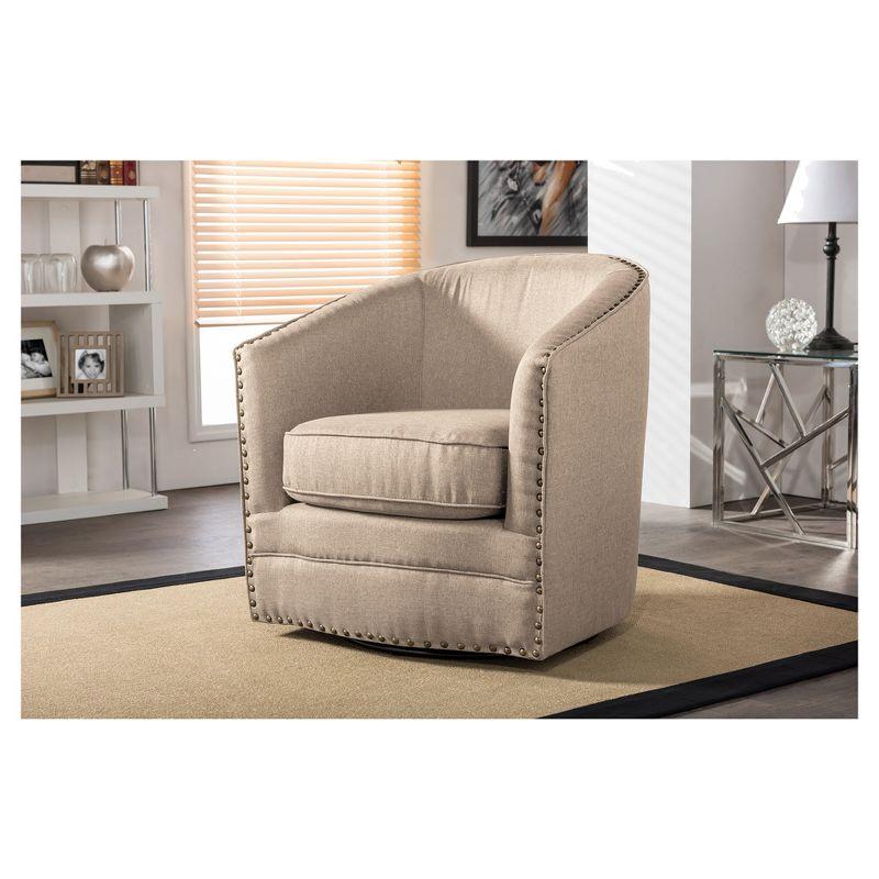 Porter Modern And Contemporary Classic Retro Fabric Upholstered Swivel Tub Chair - Baxton Studio