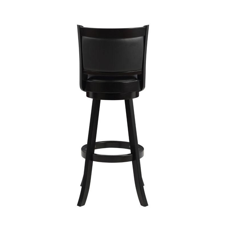 34" Extra Tall Augusta Swivel Barstool Black - Boraam: Durable Hardwood, Faux Leather, 360 Swivel, Footrest