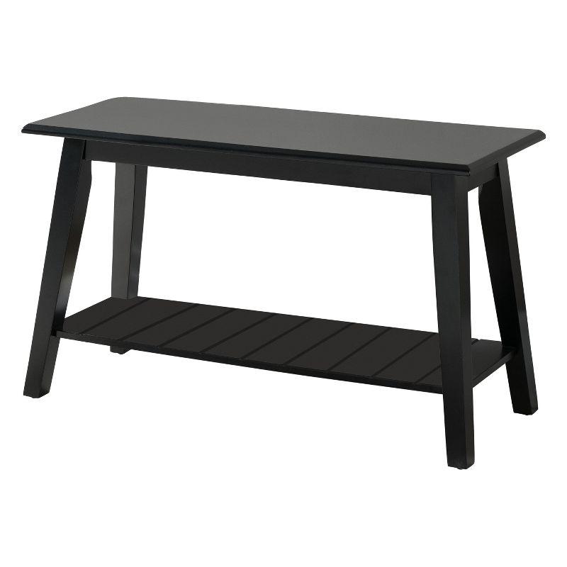 Kings Brand Furniture Delphi Wood Bench with Storage Shelf for Entryway Bathroom Bedroom, Black