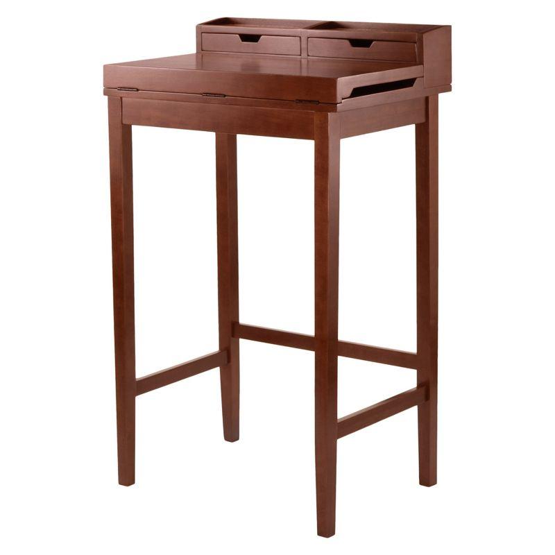 Winsome Brighton High Desk Walnut: Modern Office Furniture, Space-Saving Writing Table for Bedrooms