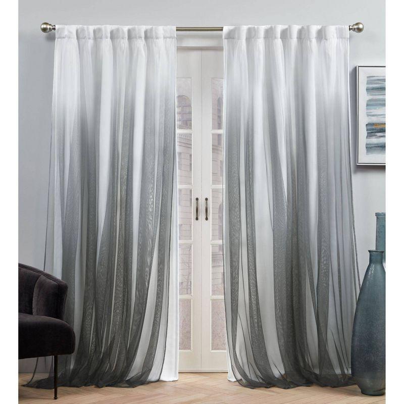 Crescendo Black and Mecca Orange Blackout Pleated Curtain Panels