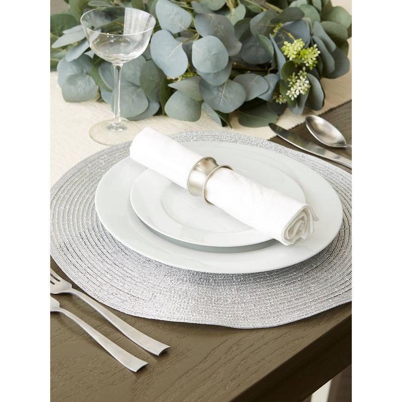 Set of 4 Metallic Round Woven Placemat Silver - Design Imports: Polypropylene, Indoor/Outdoor, Easy Clean