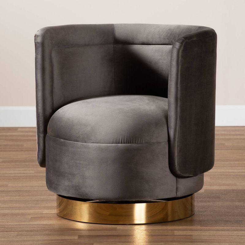 Saffi Velvet Upholstered Swivel Accent Chair - Baxton Studio