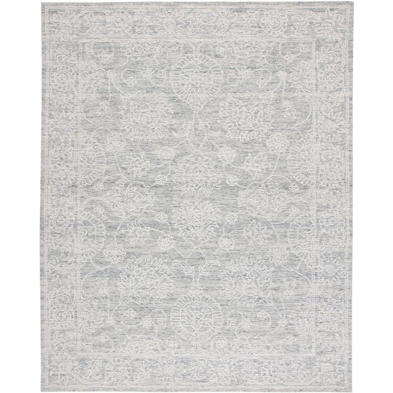 Elegance Reimagined Gray Floral Hand-Tufted Wool Rug 8' x 10'