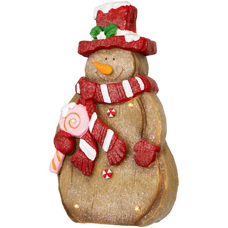 Northlight LED Lighted Gingerbread Snowman with Lollipop Christmas Figure - 15.5"