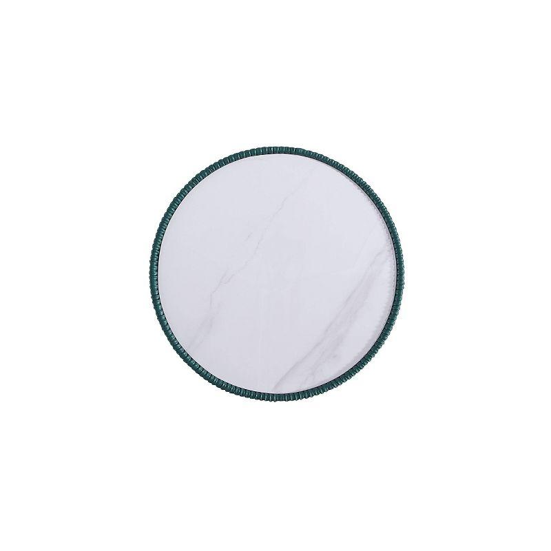 Manhattan Comfort Anderson Modern Leatherette Upholstered End Table with Ceramic Faux Marble Tabletop Green