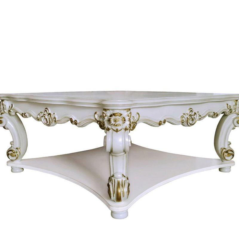 Vendome Antique Pearl Square Coffee Table with Scrolled Legs