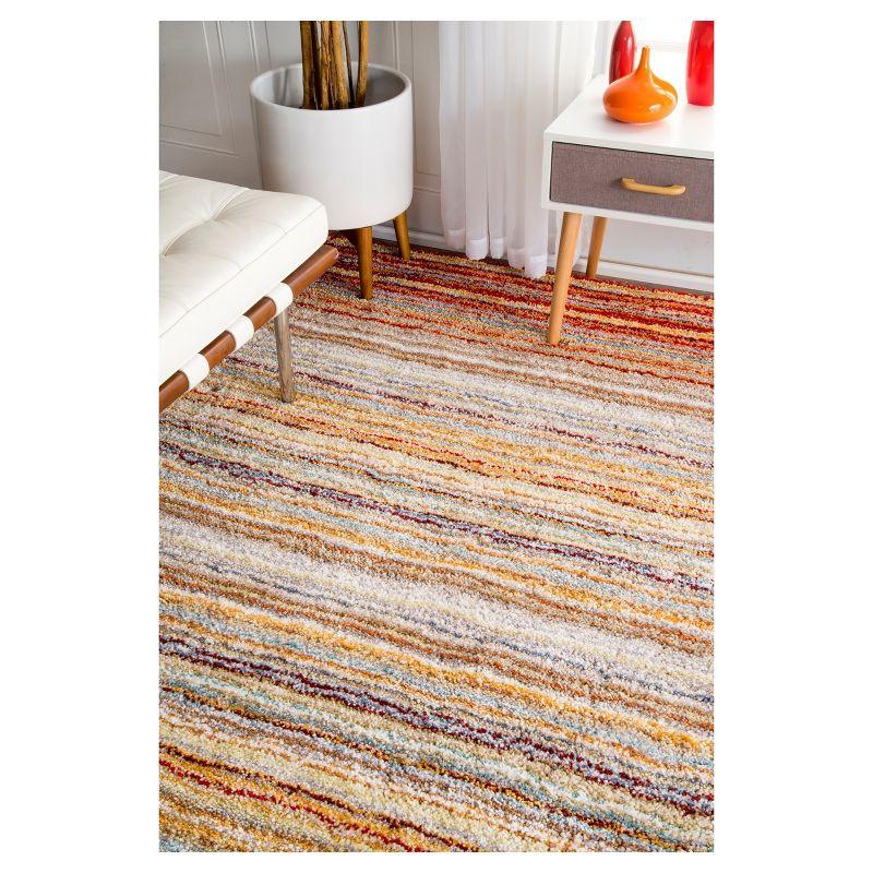 8'x10' Drey Ombre Shag Area Rug Red - nuLOOM: Modern High Pile Tufted Indoor Rectangle, Polyester, Multi-Stripe Design