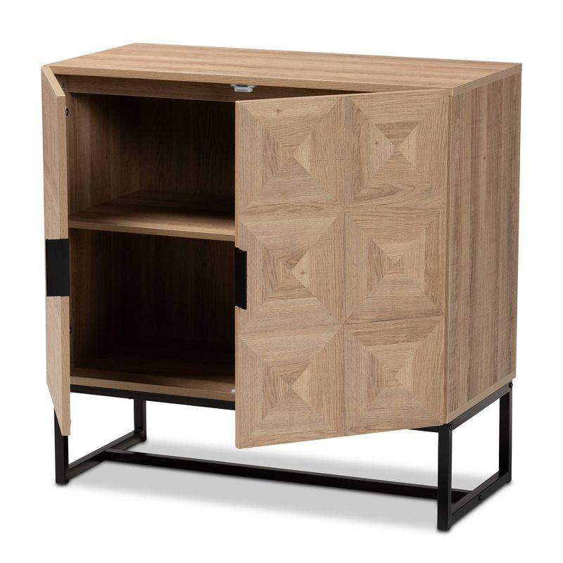 Darien Wood and Metal 2 Door Storage Cabinet Brown/Black - Baxton Studio: Modern Accent Furniture with Fixed Shelves