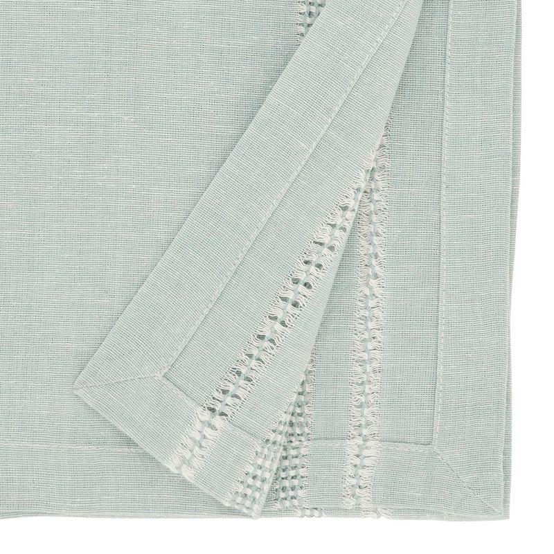 Gray Hemstitch Cotton Linen Table Runner, 13"x72"