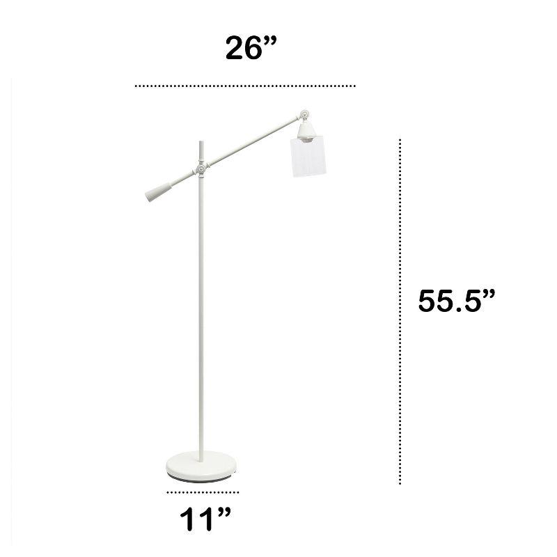 Swing Arm Floor Lamp with Glass Cylindrical Shade - Lalia Home