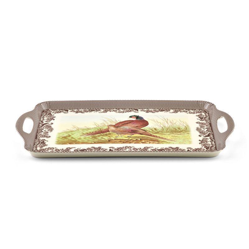 Woodland Elegance Pheasant Melamine Serving Tray with Handles