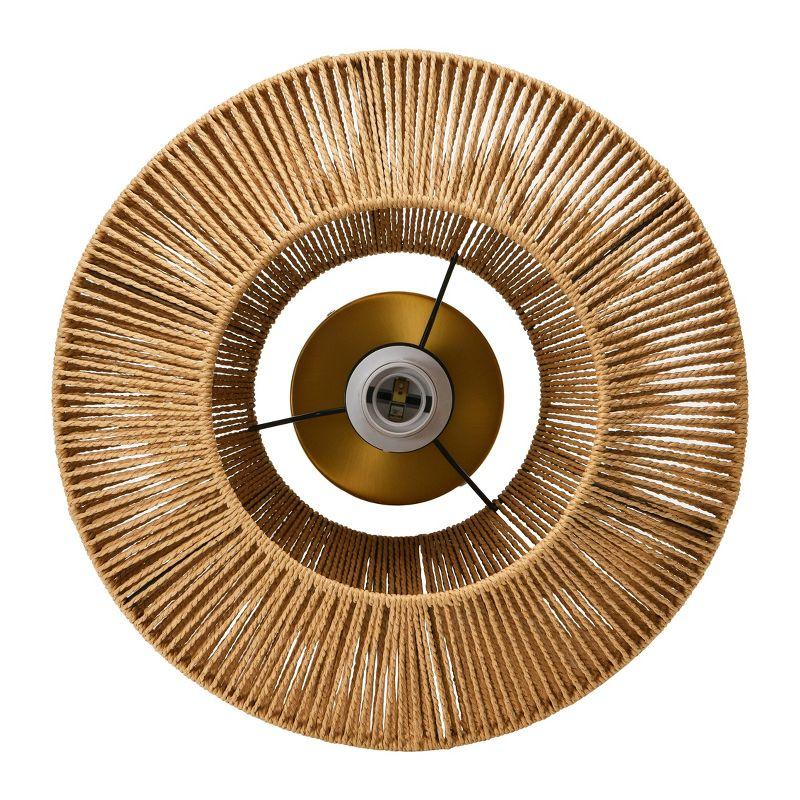 Brown Glass LED Ceiling Lamp with Paper Rope Shade