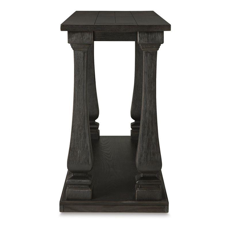 Signature Design by Ashley Wellturn Traditional Sofa Table with Framed and Planked Detailing Tabletop & Lower Shelf, Black