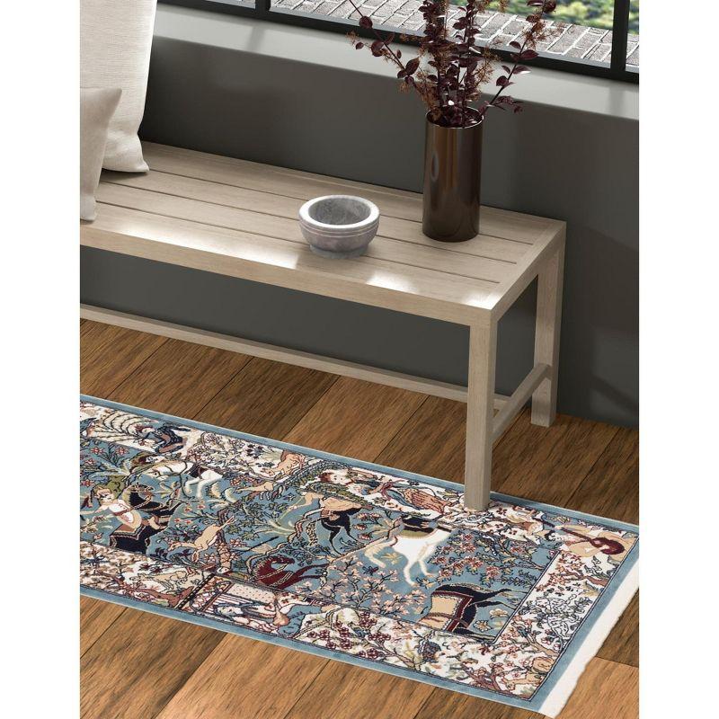 Unique Loom Narenj Birmingham Area Rug ,Blue ,3'x13'