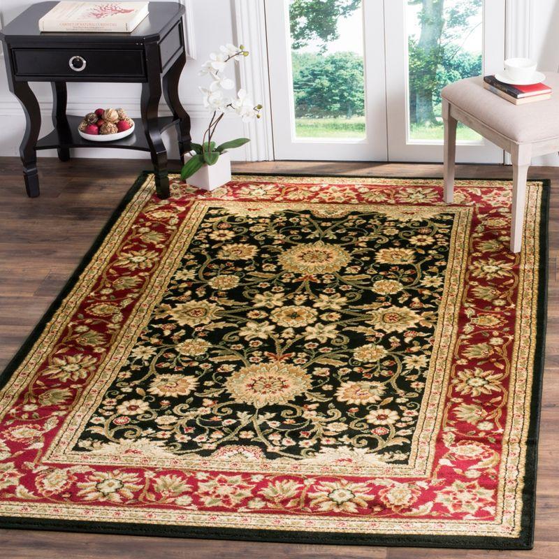 Lyndhurst Black and Red Floral Synthetic Area Rug