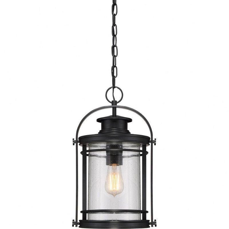 Mystic Black Glass Outdoor Hanging Lantern Pendant