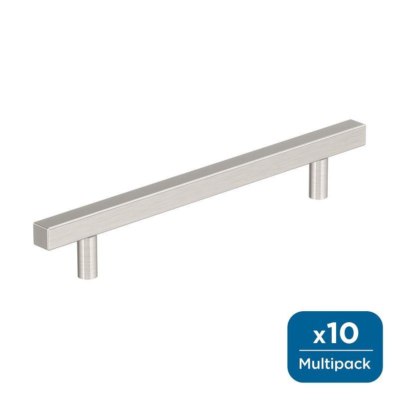 Satin Nickel Brushed Modern Bar Pulls with Mounting Hardware, 10 Pack