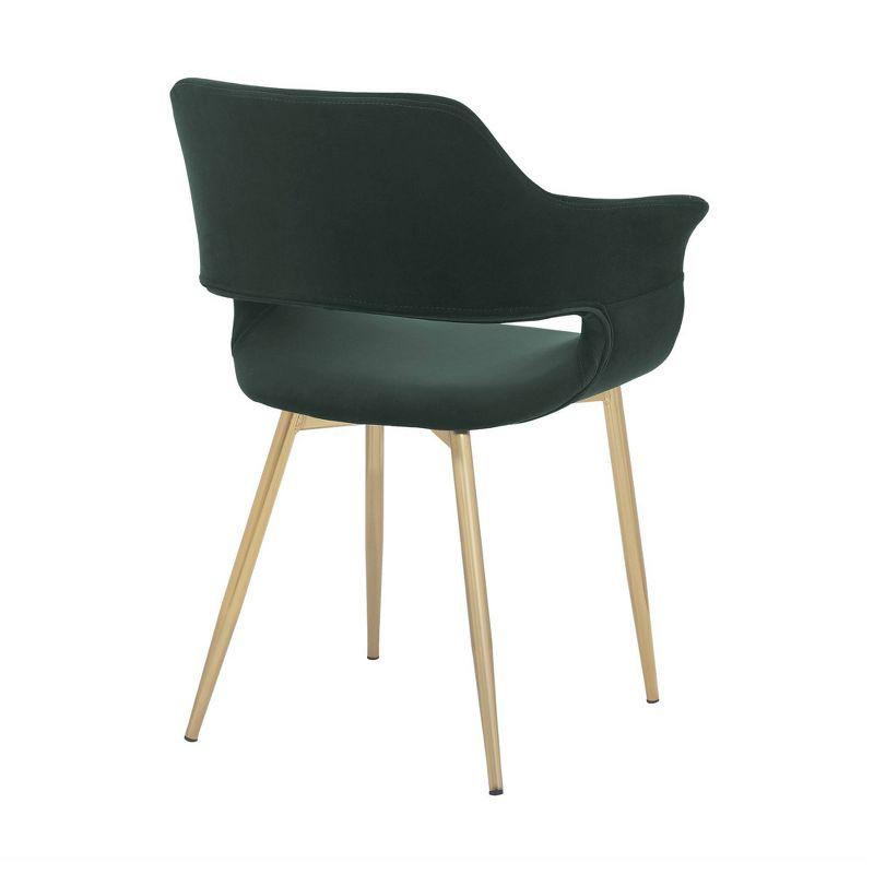 Gigi Velvet Metal Dining Room Chair Green - Armen Living: Gold Legs, Ergonomic Back, Set of 2
