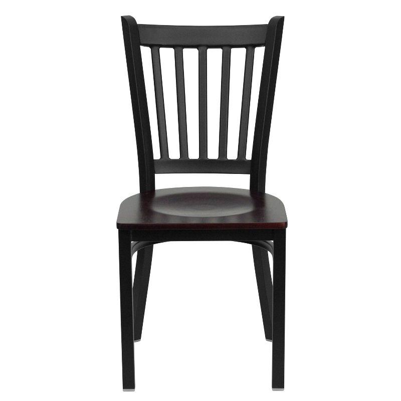 Windsor High Slat Side Chair in Black Steel with Mahogany Wood Seat