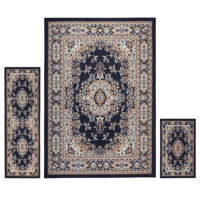 Home Dynamix Premium Sakarya Traditional Medallion Area Rug, Navy Blue/Brown, 9'2"x12'5"