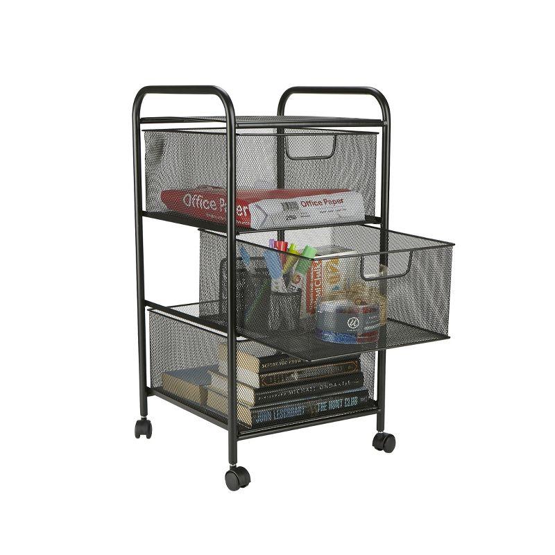 Mind Reader 3 Drawer Mesh Rolling Heavy Duty Multi-Purpose Cart