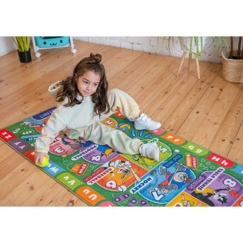 KC Cubs Looney Tunes Hopscotch Number Educational Learning Fun Game Non Slip Kids Rug Classroom Playroom