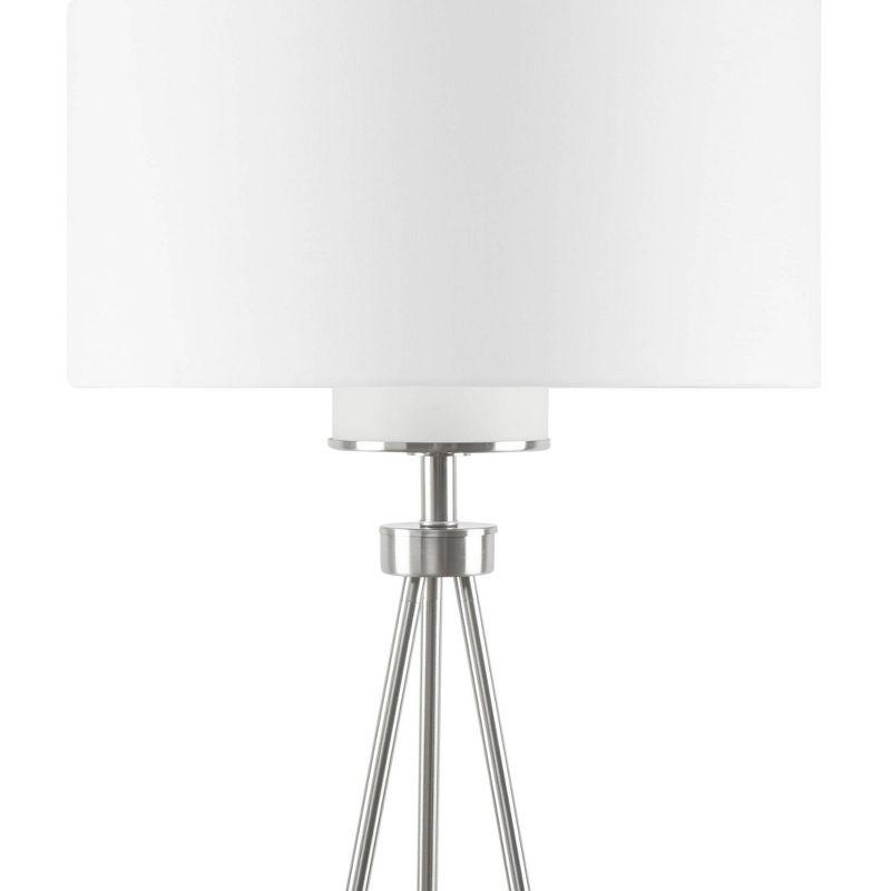 Ink+Ivy 64.5" Pacific Tripod Metal Floor Lamp (Includes LED Light Bulb) Silver: Modern Design, Cotton Shade