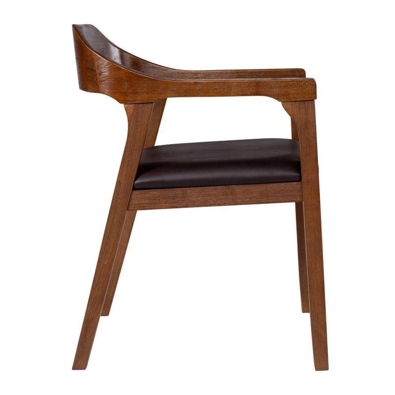 Boraam Rasmus Dining Armchair Chestnut: Upholstered Faux Leather, Mid-Century Modern Style, Wood Frame