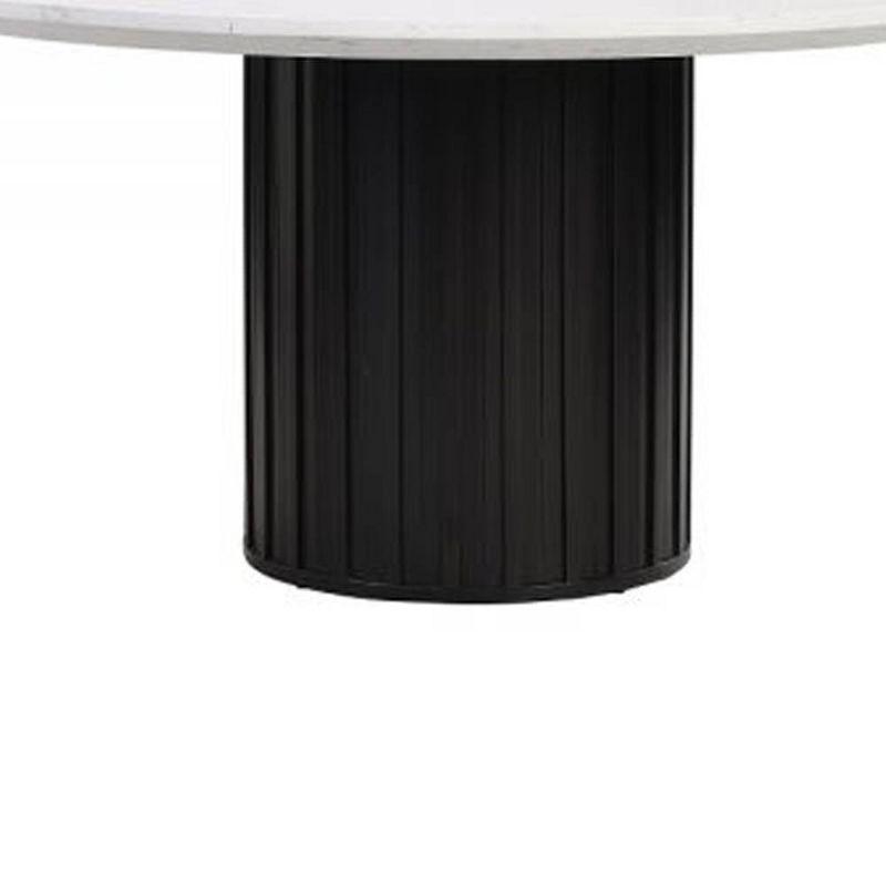 54" Jaramillo Dining Table Engineering Marble Top Black Finish - Acme Furniture: Elegant Rectangular Kitchen Table, Metal Pedestal Base