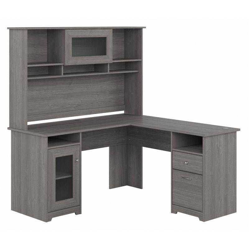 Cabot 60W L Shaped Computer Desk with Hutch Modern Gray - Bush Furniture