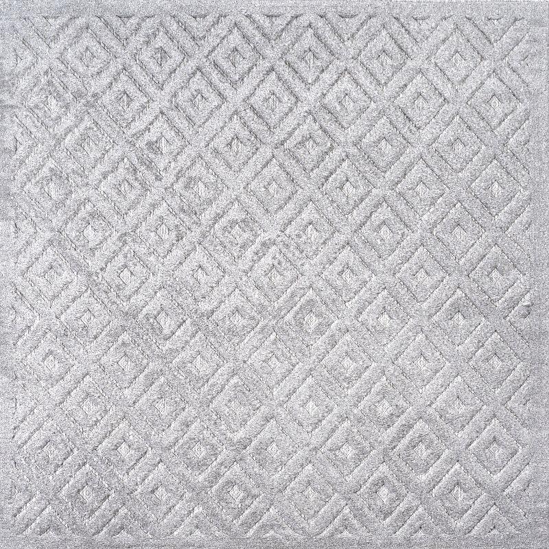 Portmany Light Gray Synthetic Geometric 5' Square Indoor/Outdoor Rug