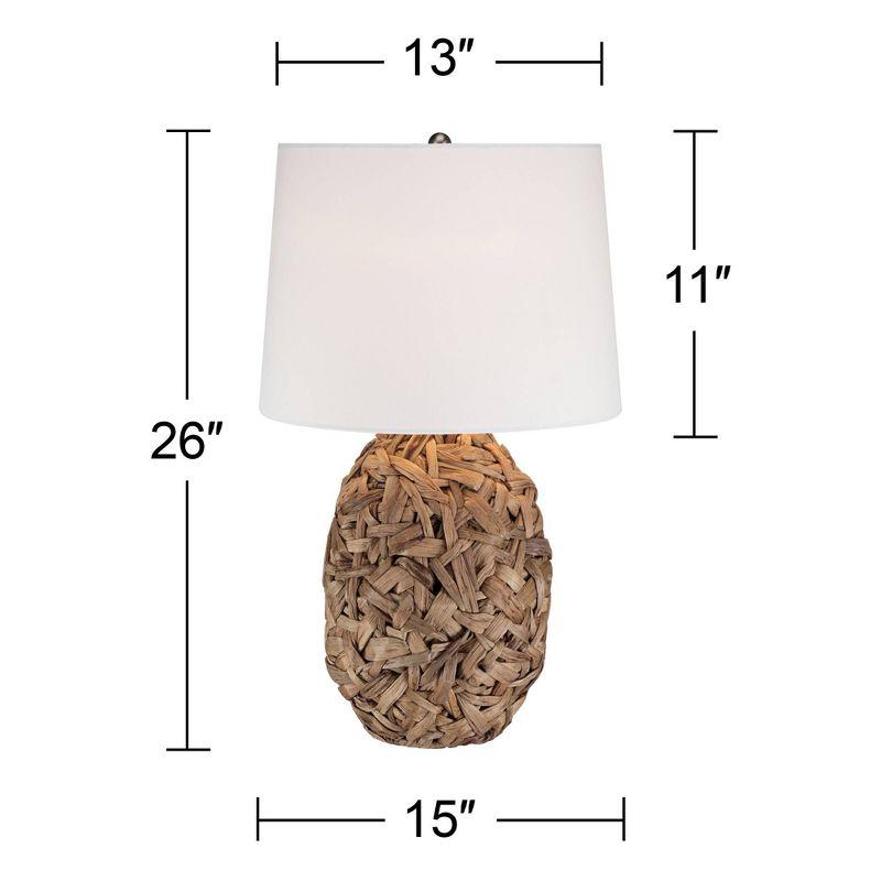 Coastal Charm Seagrass Woven Table Lamp with White Drum Shade