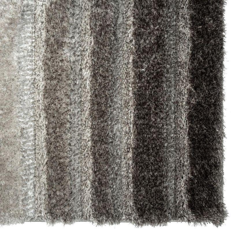 Modern Geometric Gray Shag 8' x 10' Area Rug, Stain-Resistant and Plush