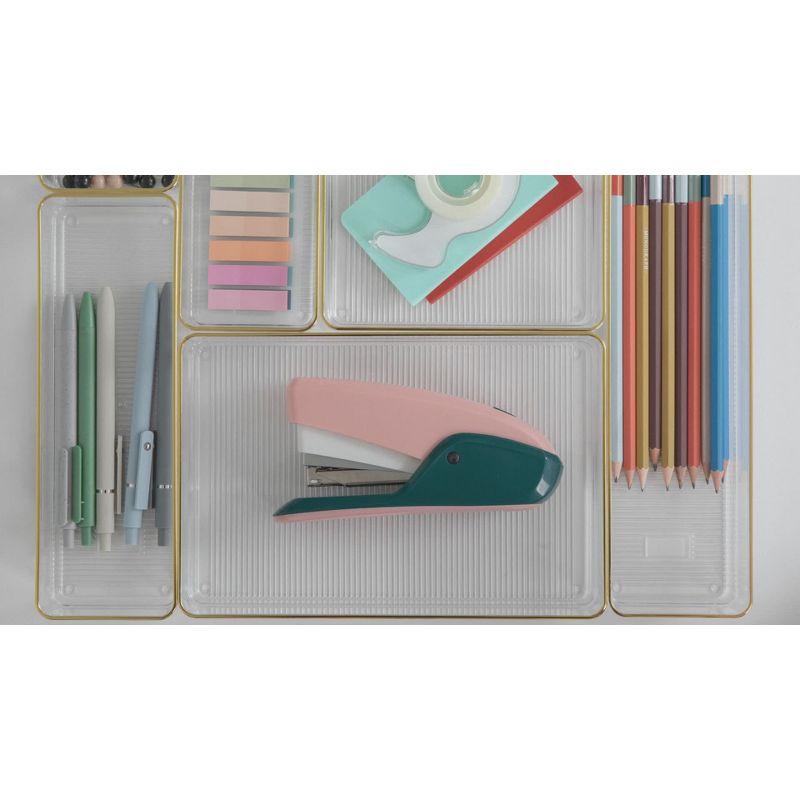 Thomas Martha Stewart Plastic Stackable Office Desk Drawer Organizer Set with Metallic Trim