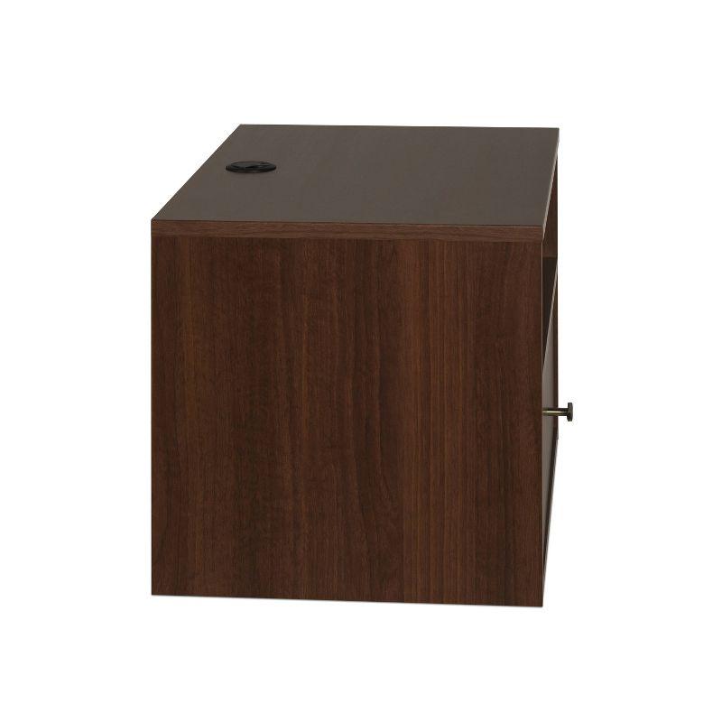 Cherry Laminated Floating Nightstand with Drawer and Open Shelf