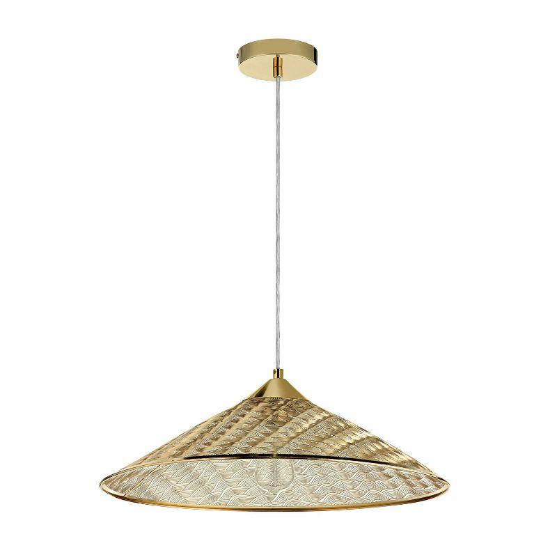 Adhvay 20"W 1-Light Gold Punched Metal Pendant Light