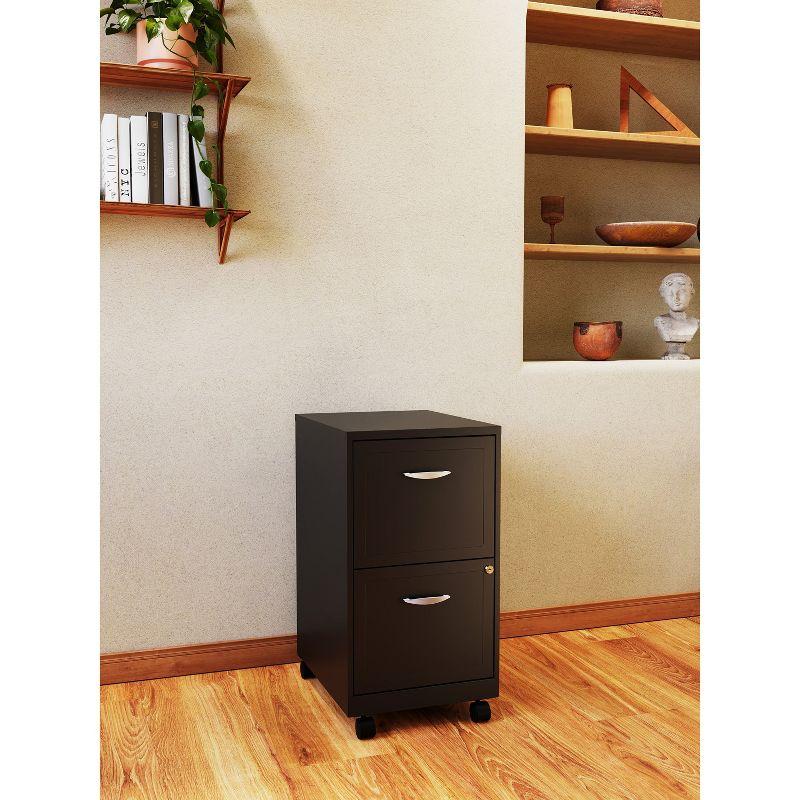 Hirsh Industries Space Solutions File Cabinet on Wheels 2 Drawer - Black: Steel Vertical Storage, Office Supplies, 26.7" Height