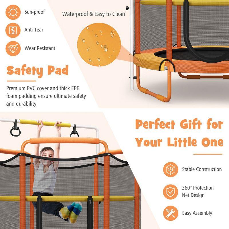 Costway 5FT Kids 3-in-1 Game Trampoline Seamless W/ Enclosure Net Spring Pad In/ Outdoor