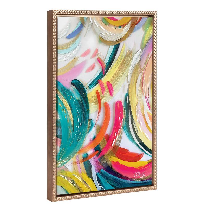 18"x24" Gold Framed Colorful Abstract Canvas Wall Art