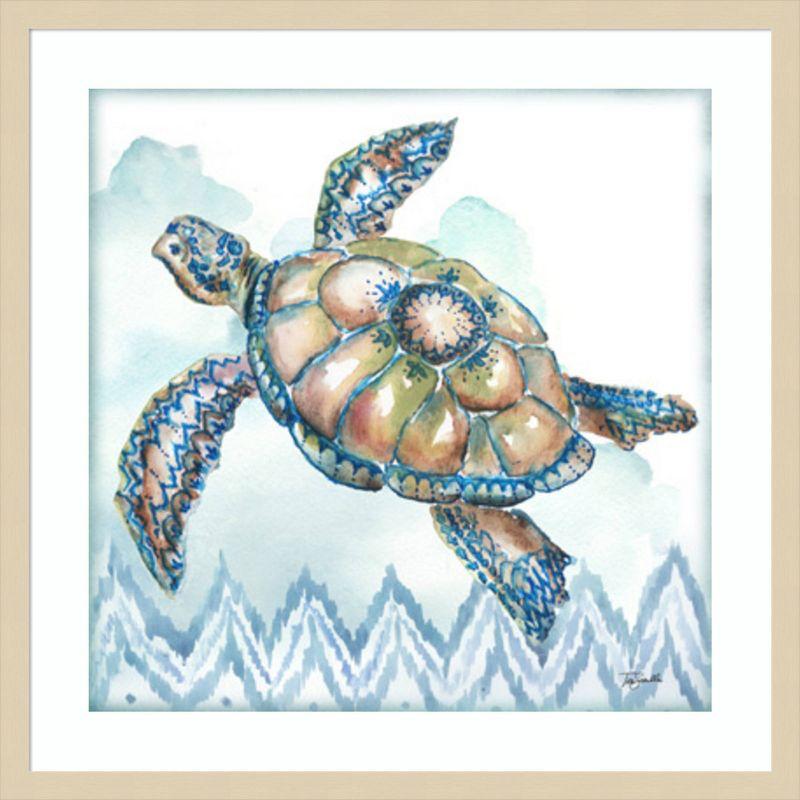 Amanti Art 25"x25" Boho Shells I Sea Turtle by Tre Sorelle Studios Wood Framed Wall Art Print