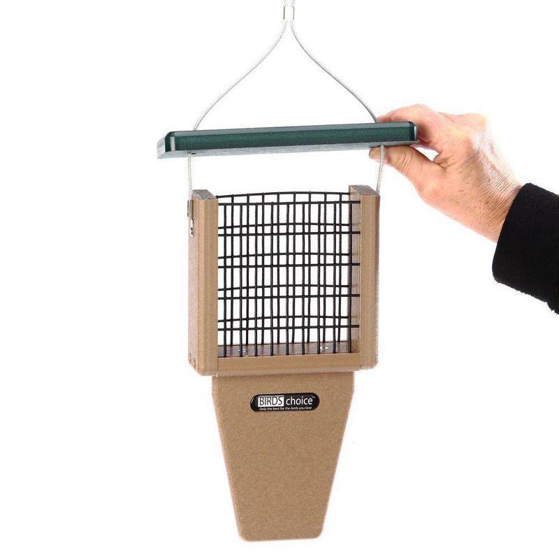 Birds Choice Birds Choice 12" Recycled Single Cake Tail Prop Suet Feeder, Taupe/Green