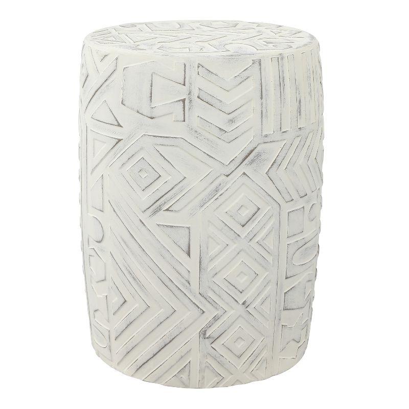JONATHAN Y Rafi 17.75" Transitional Bohemian Geometric Drum Garden Stool, Cream